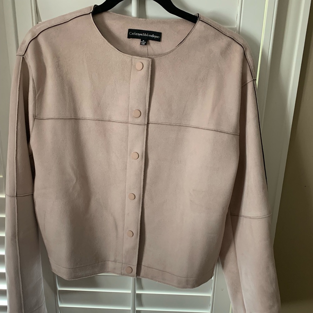 Pink faux suede jacket